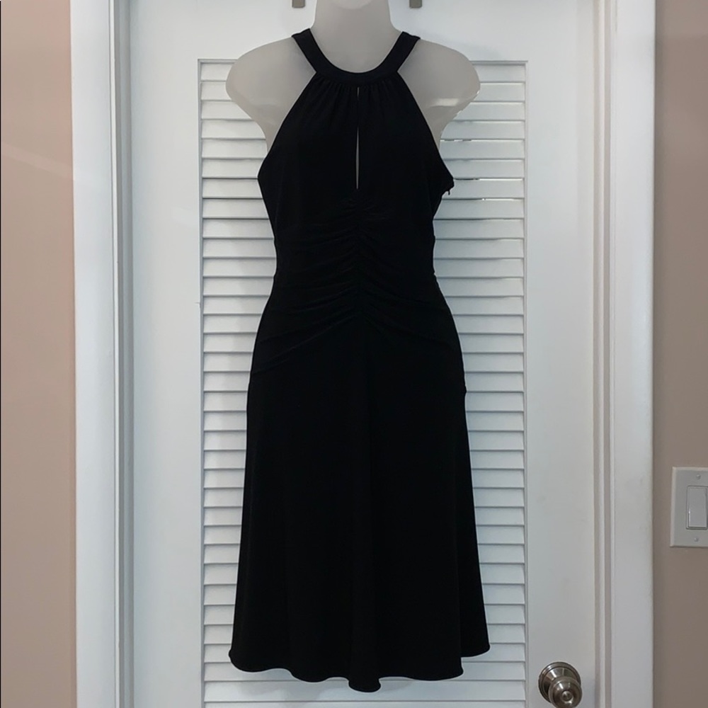 Nine West | keyhole high neck black cocktail dress